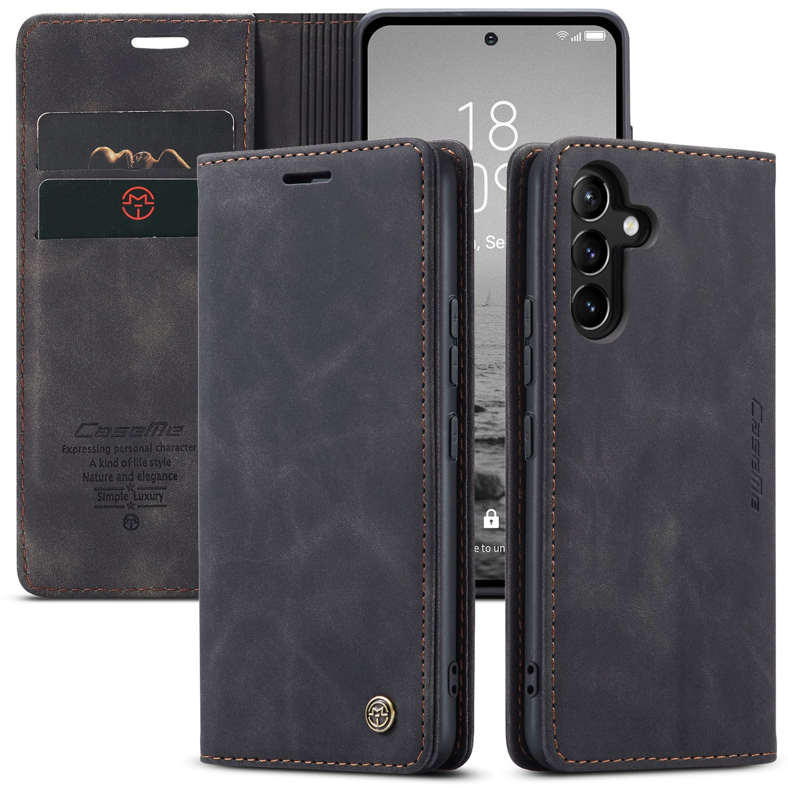 CASEME 013 Series Phone Case for Samsung Galaxy A54 5G PU Leather Case Wallet Stand Shockproof Cover CASEME 013 Series Phone Case for Samsung Galaxy A54 5G PU Leather Case Wallet Stand Shockproof Cover
